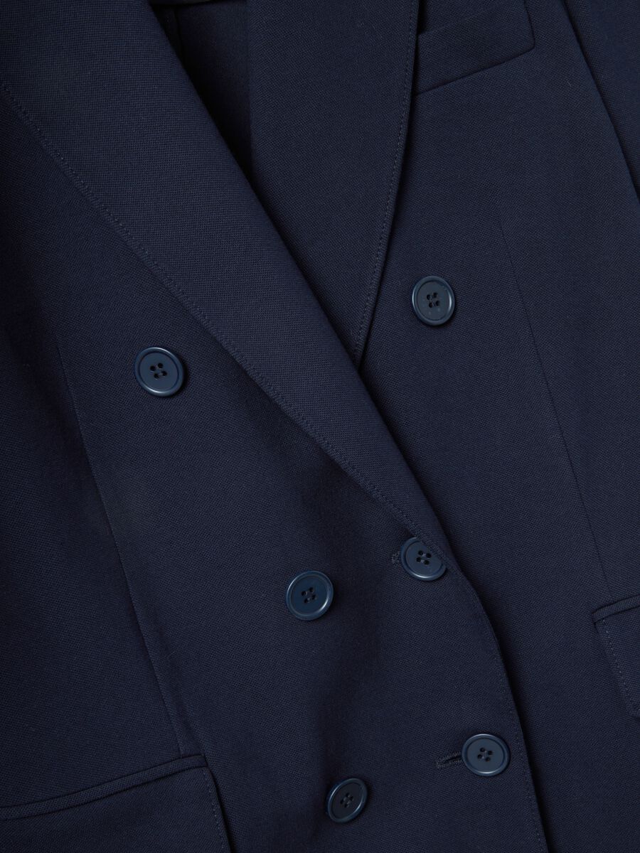 Blue Stretch Cotton Blazer Regular Fit_6