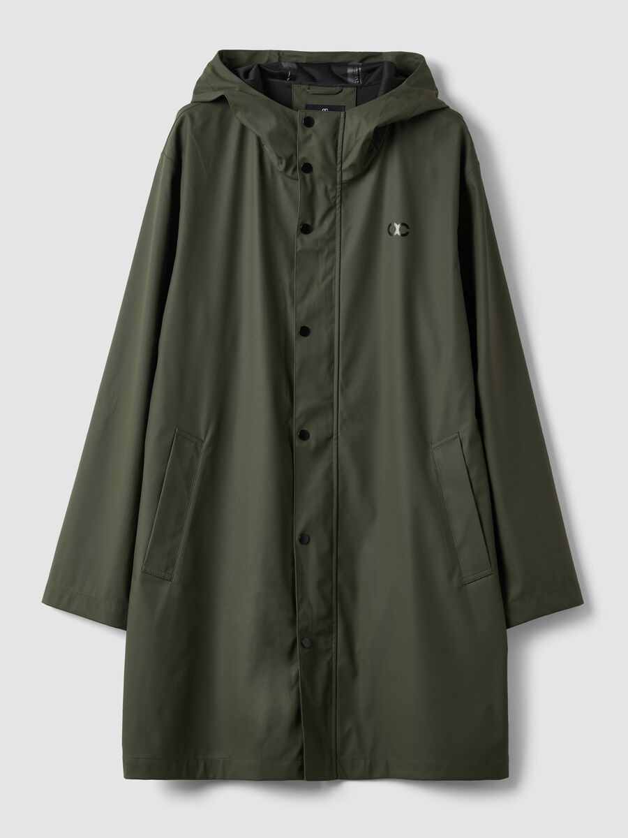 Impermeabile verde regular fit con zip_0