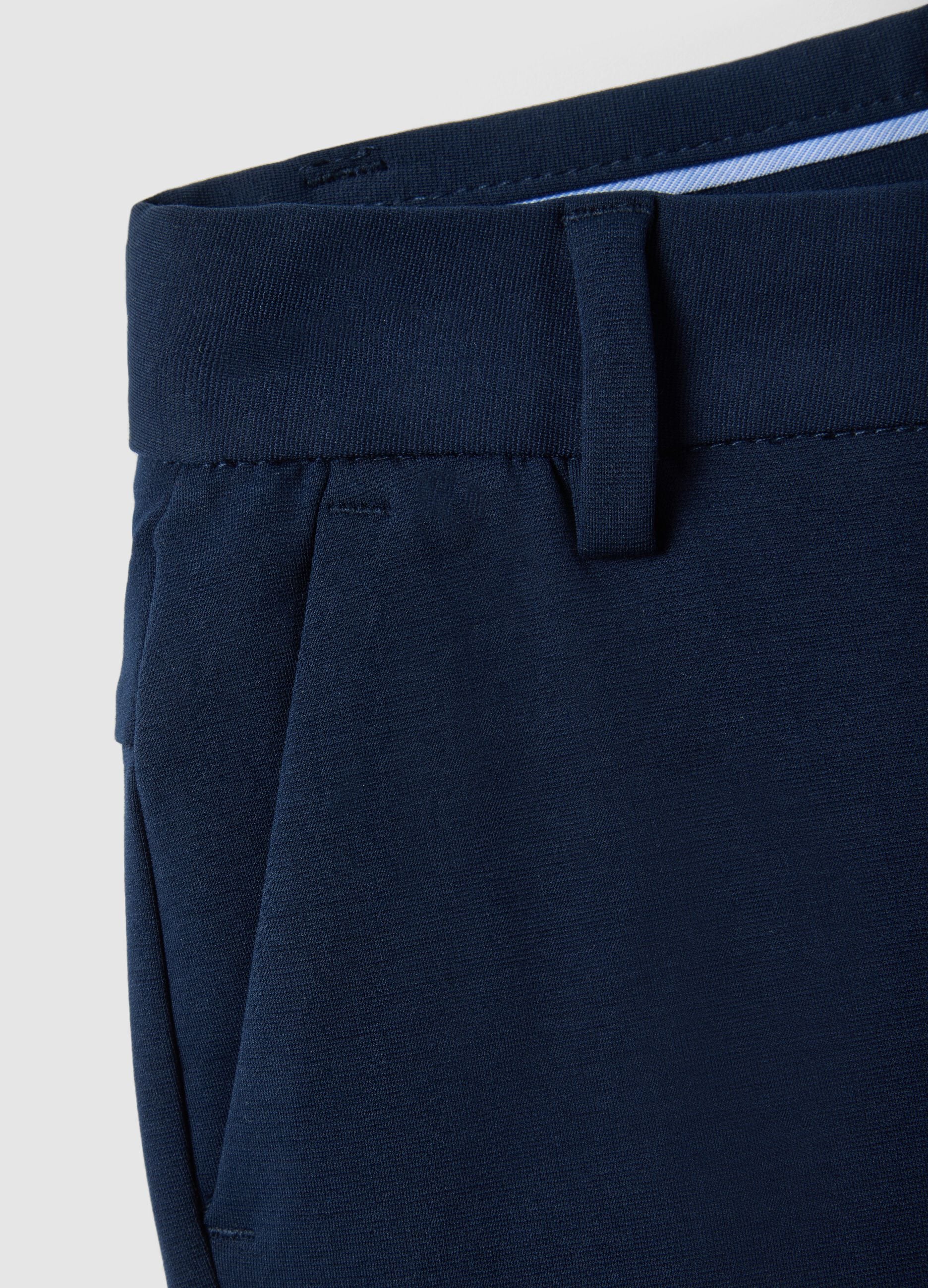 Blue stretch cotton chino trousers for kids regular fit