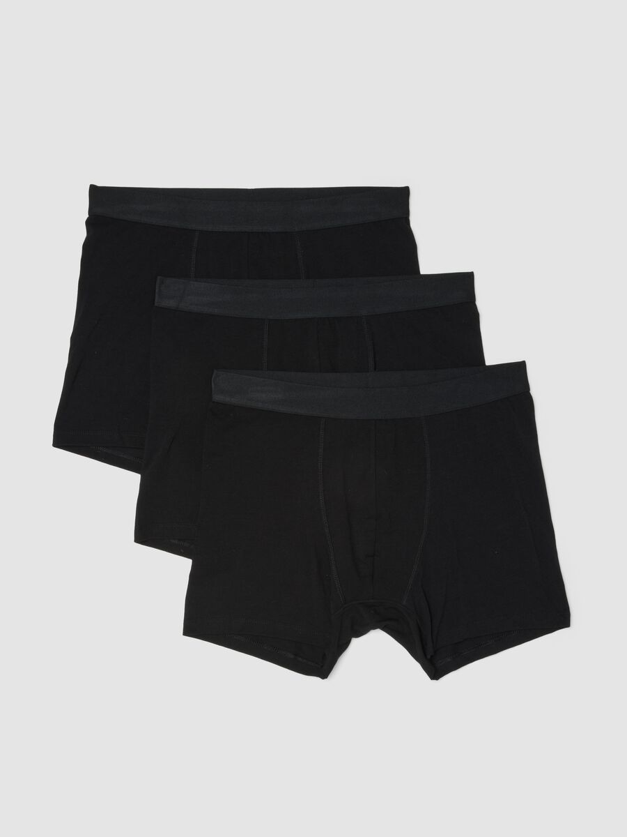 Tripack di boxer midi neri in cotone organico_4