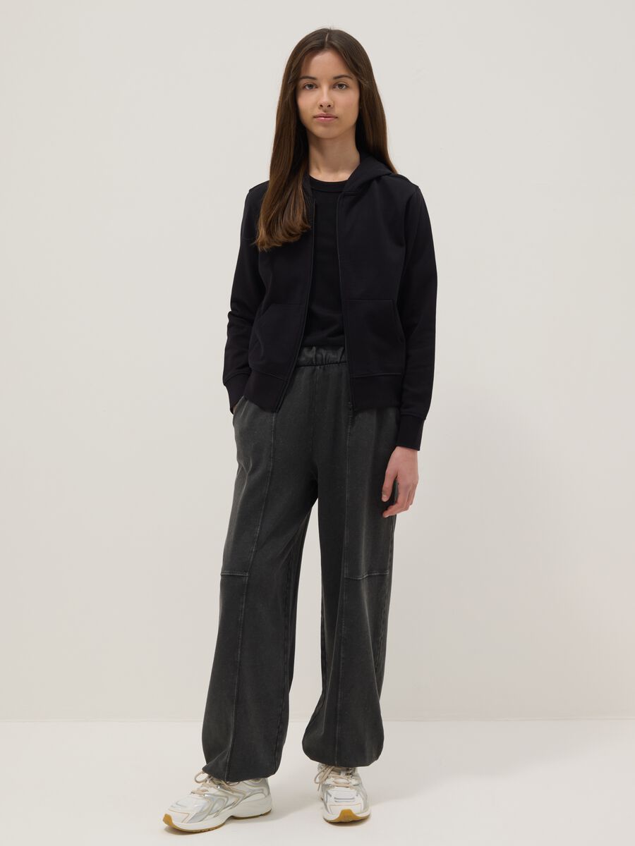 Girls' Oversized Fit Grey Pure Cotton Jogger Trousers_0