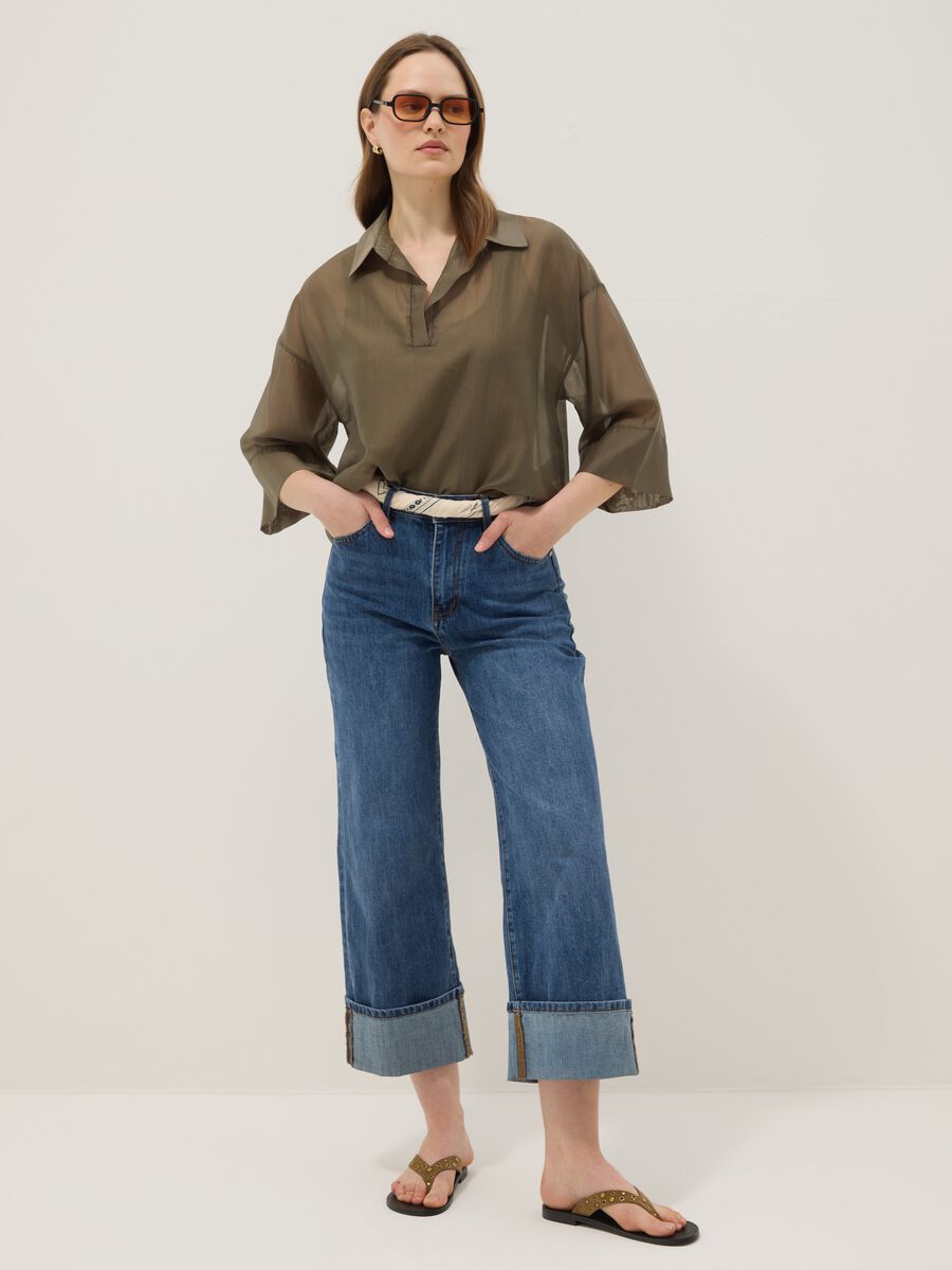 Green long-sleeve viscose-blend blouse, regular fit_2