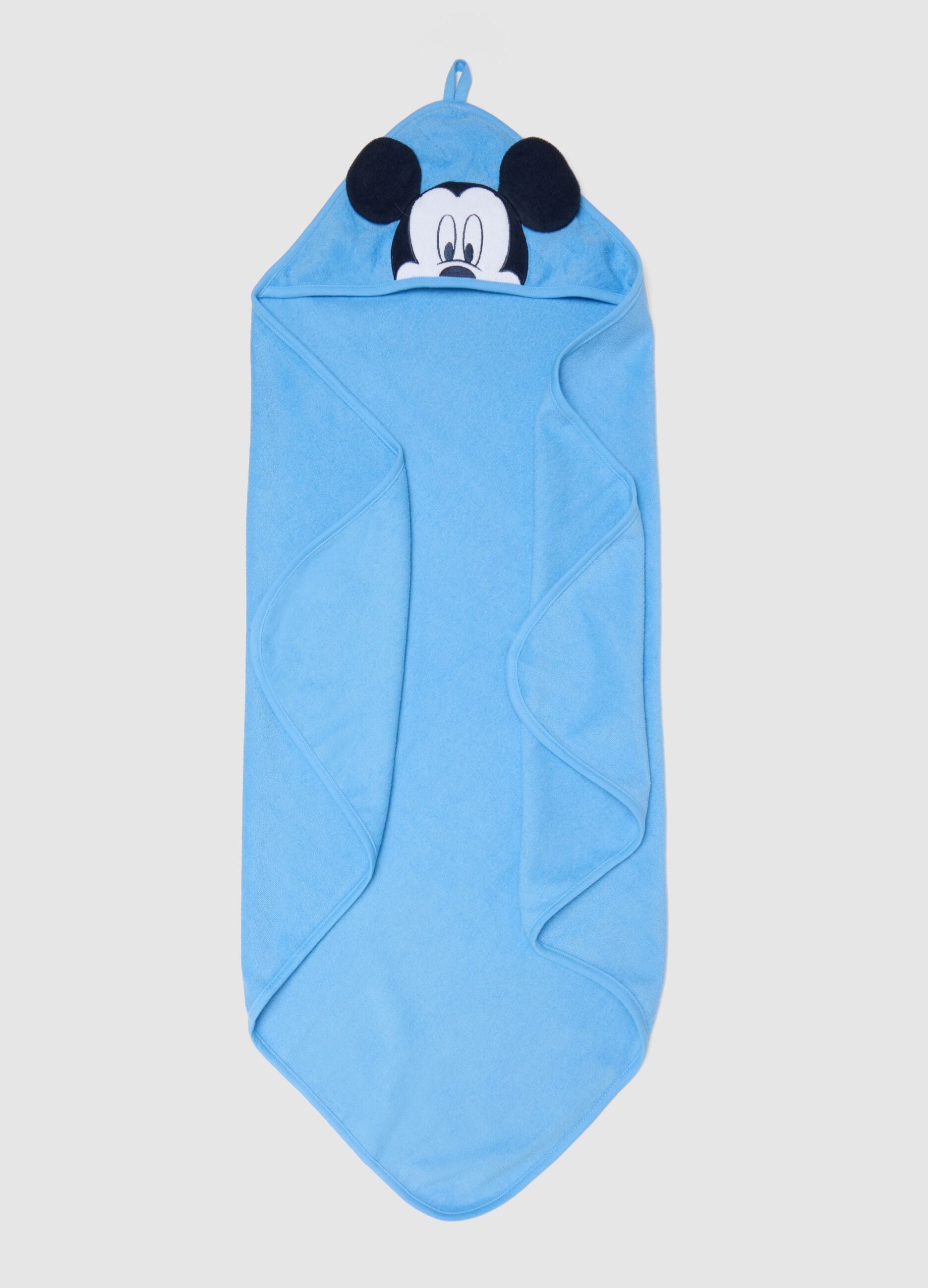 Blue baby cotton blend robe shaped like Mickey Mouse