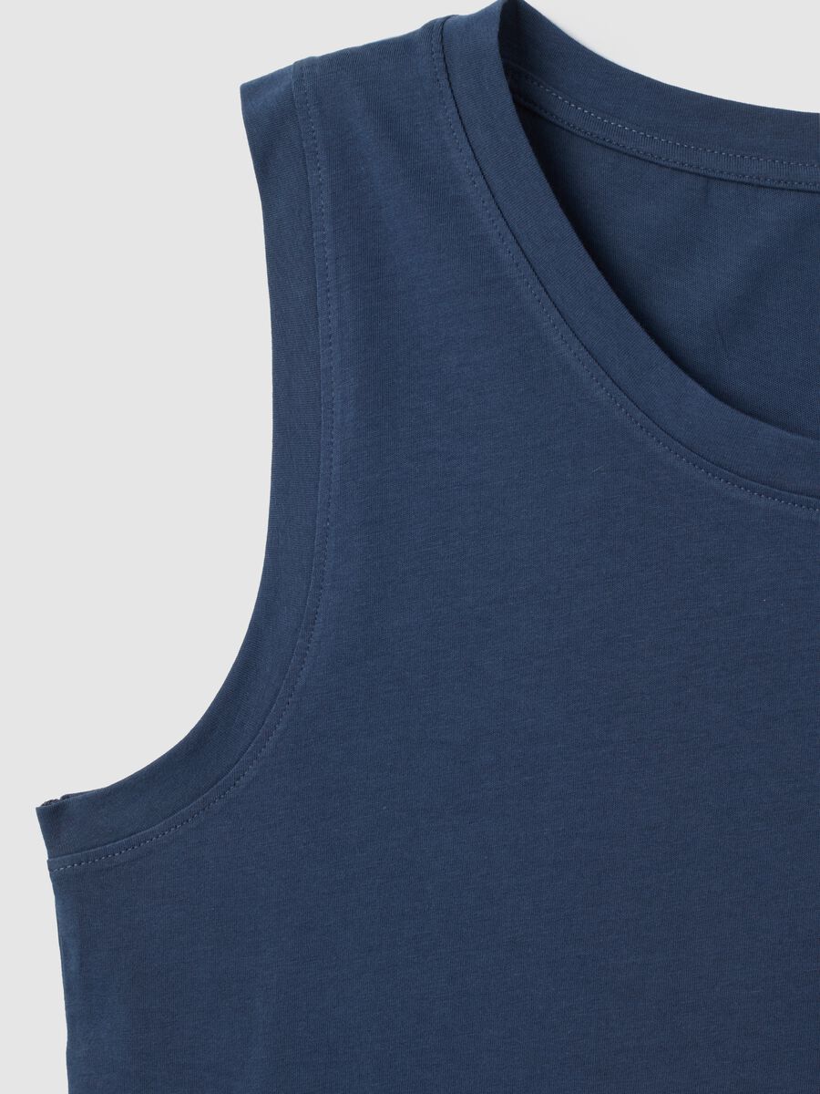 Men's Regular Fit Blue Pure Cotton Vest_5