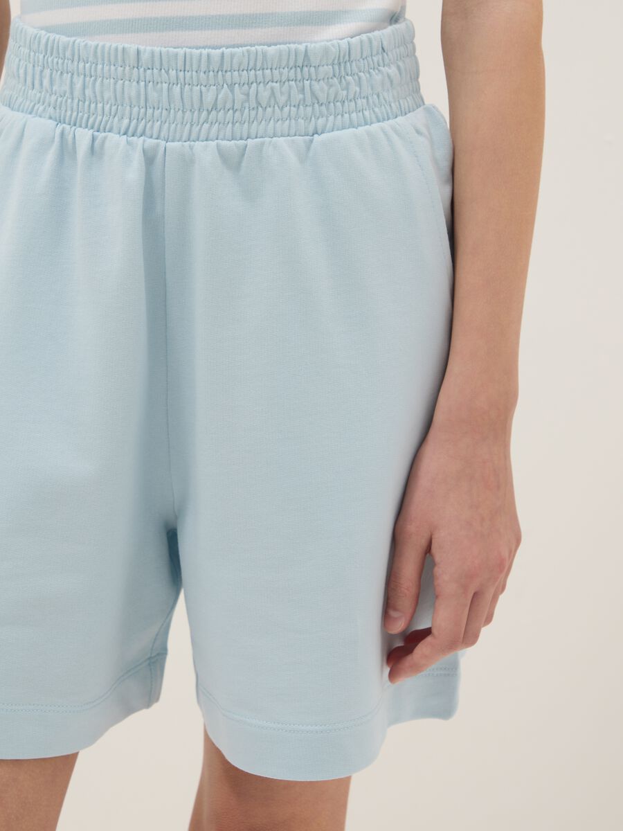 Girls' blue pure cotton oversized fit shorts_2