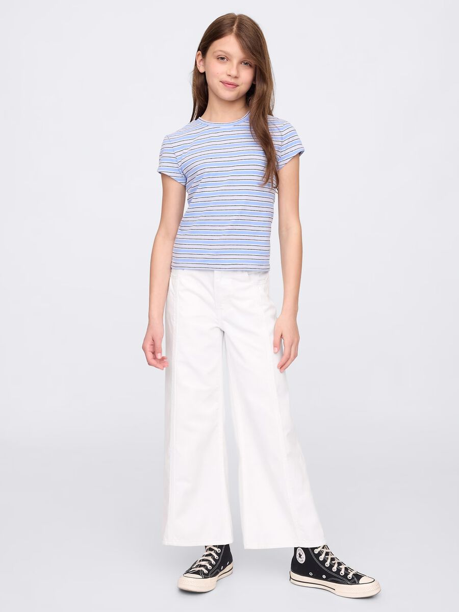 White trousers in denim with wide legs_0