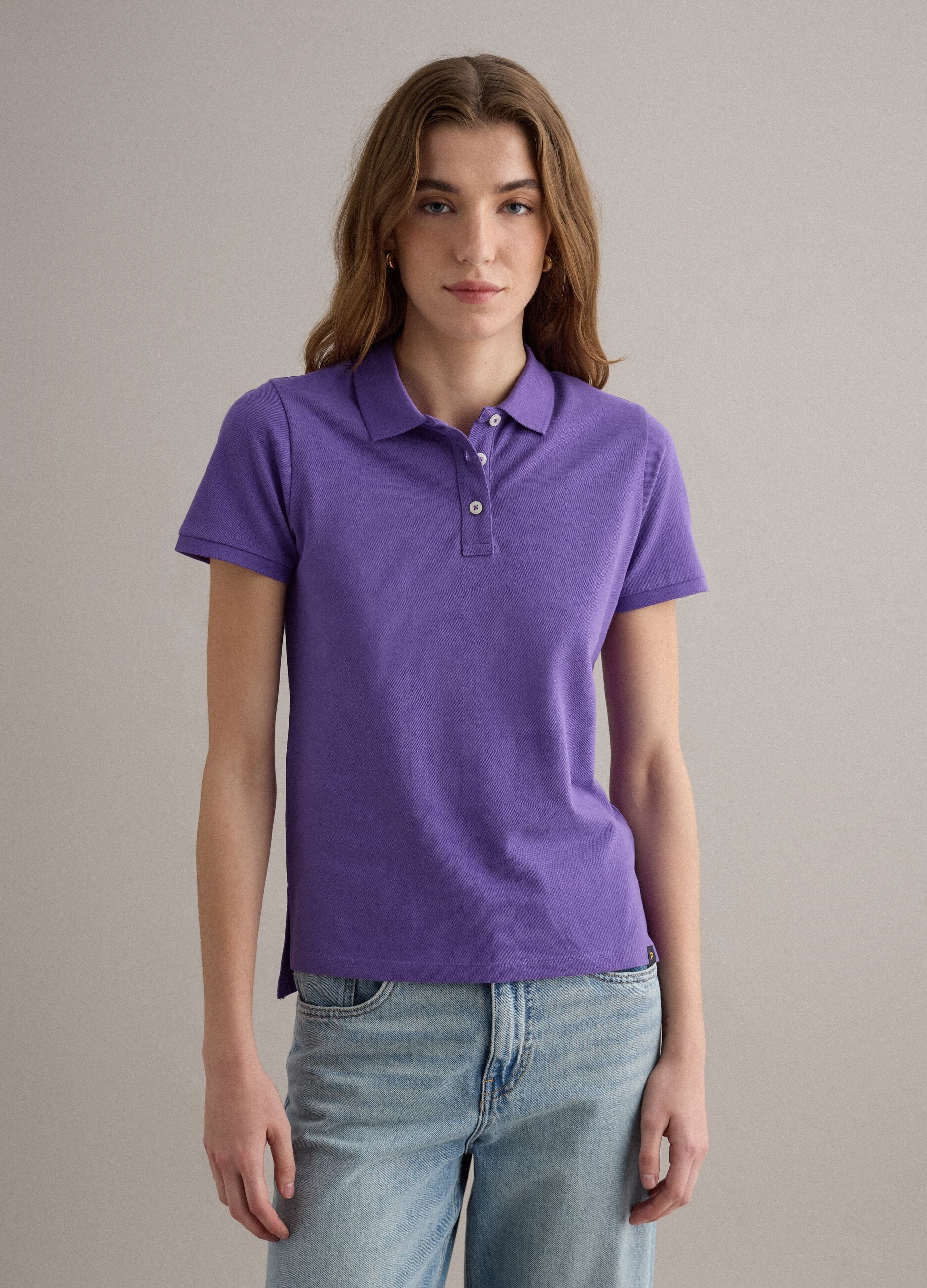 Purple regular-fit polo in 100% organic cotton