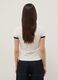 White stretch cotton T-shirt regular fit with blue print_3