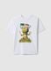 Oversized white pure cotton kids t-shirt with print_0