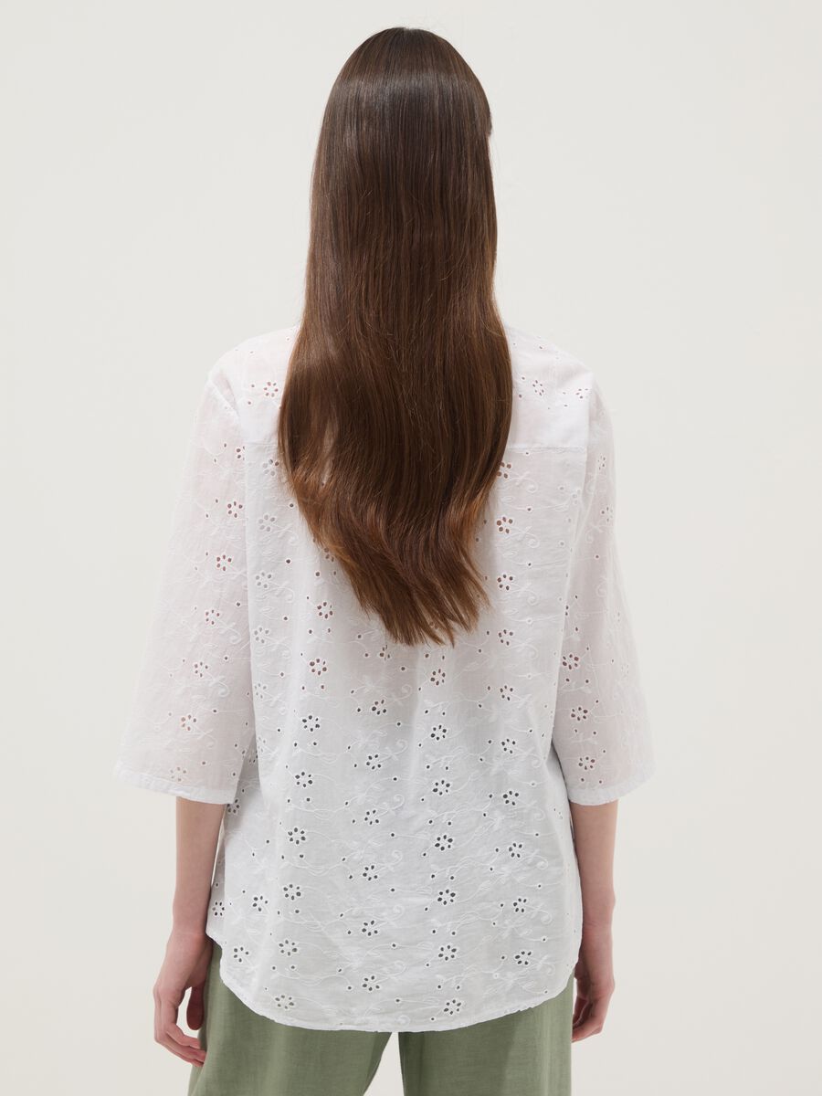 White broderie anglaise pure cotton shirt, regular fit_3