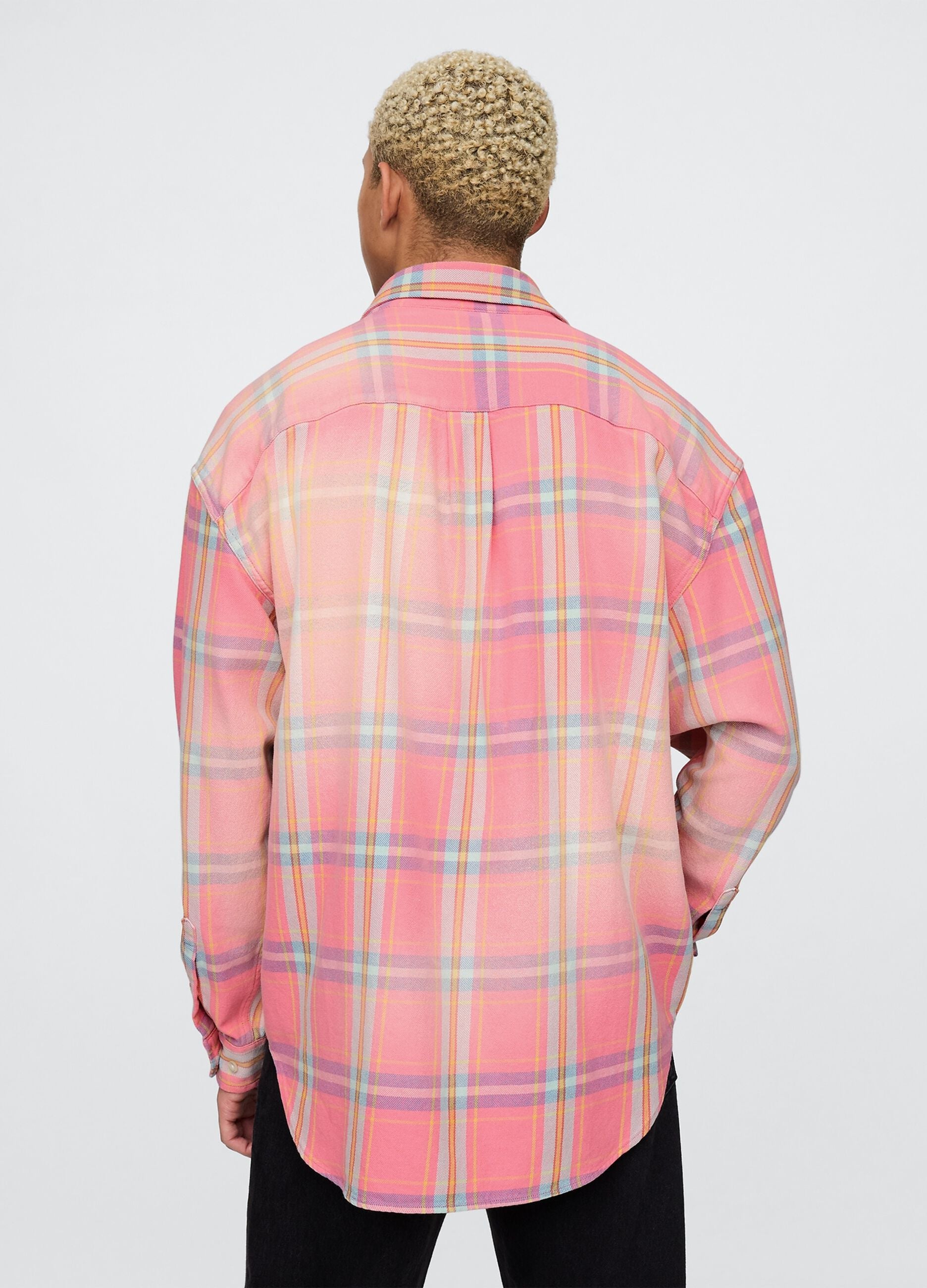 Orange and pink checked cotton Gap shirt