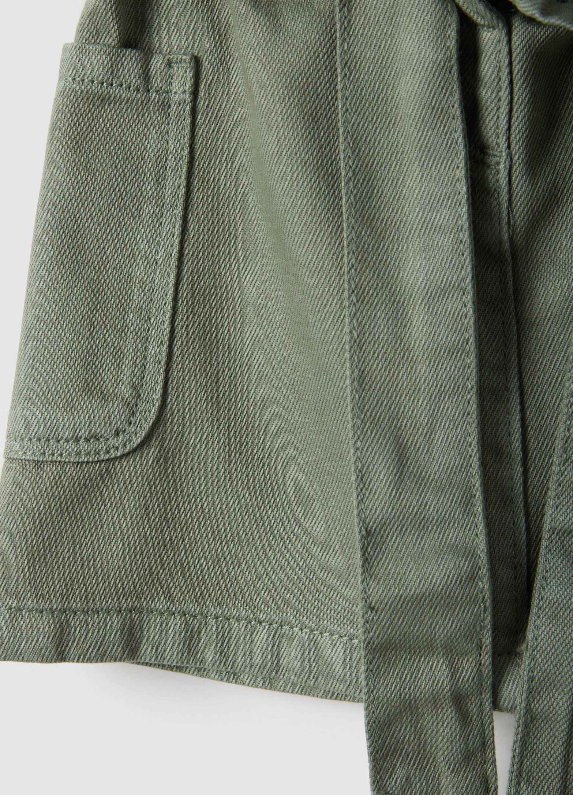 Adjustable green pure cotton skirt for girls