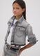 Short grey pure cotton shirt with studs for girls_1