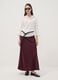 Red satin maxi skirt with elasticated waist_0
