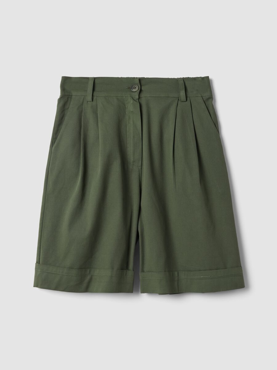 Green stretch cotton shorts_4