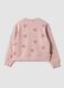 Pink pure cotton sweatshirt with heart print and crew neck for girls_1