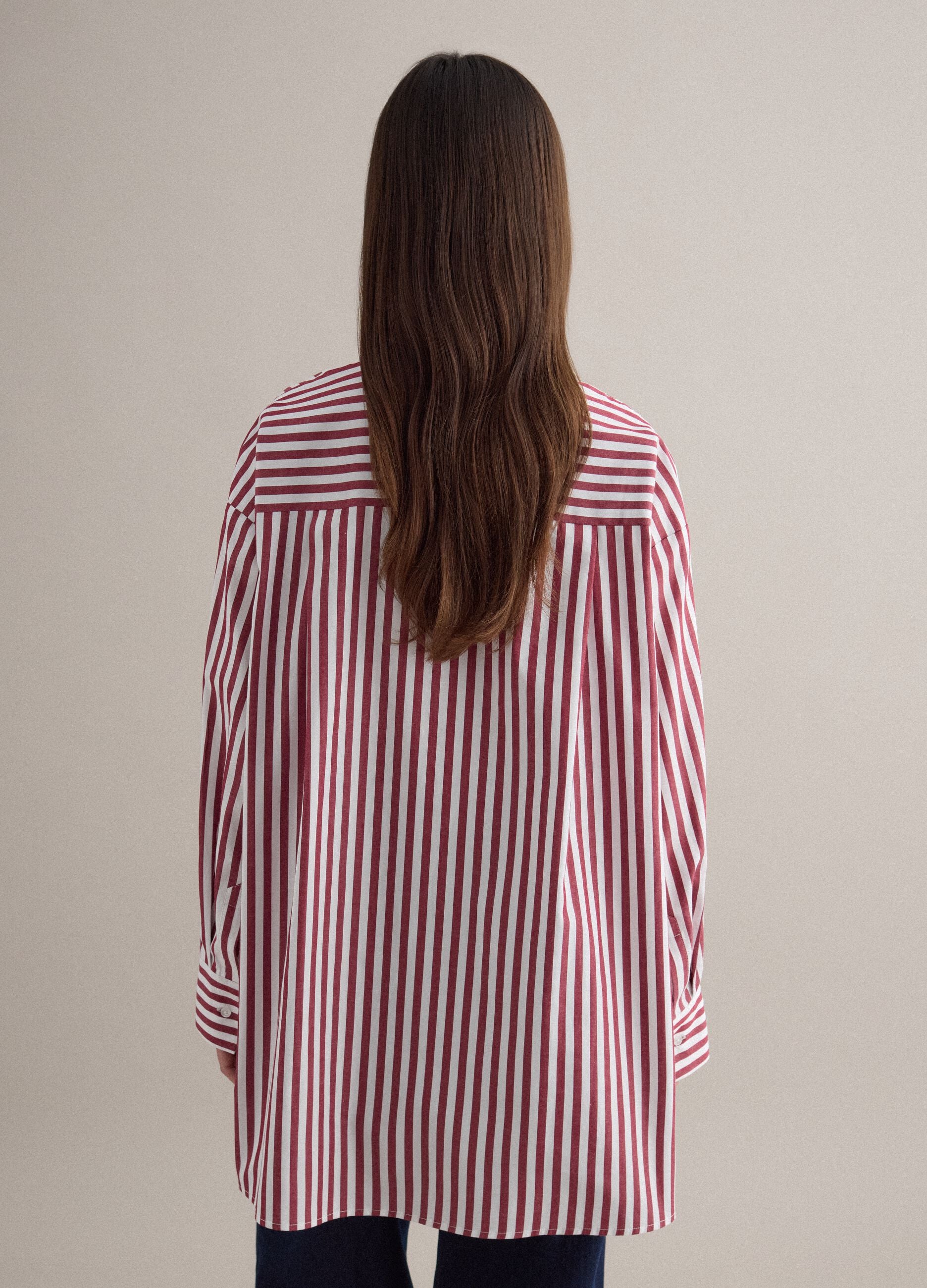 Multicolour striped pure cotton oversized fit shirt