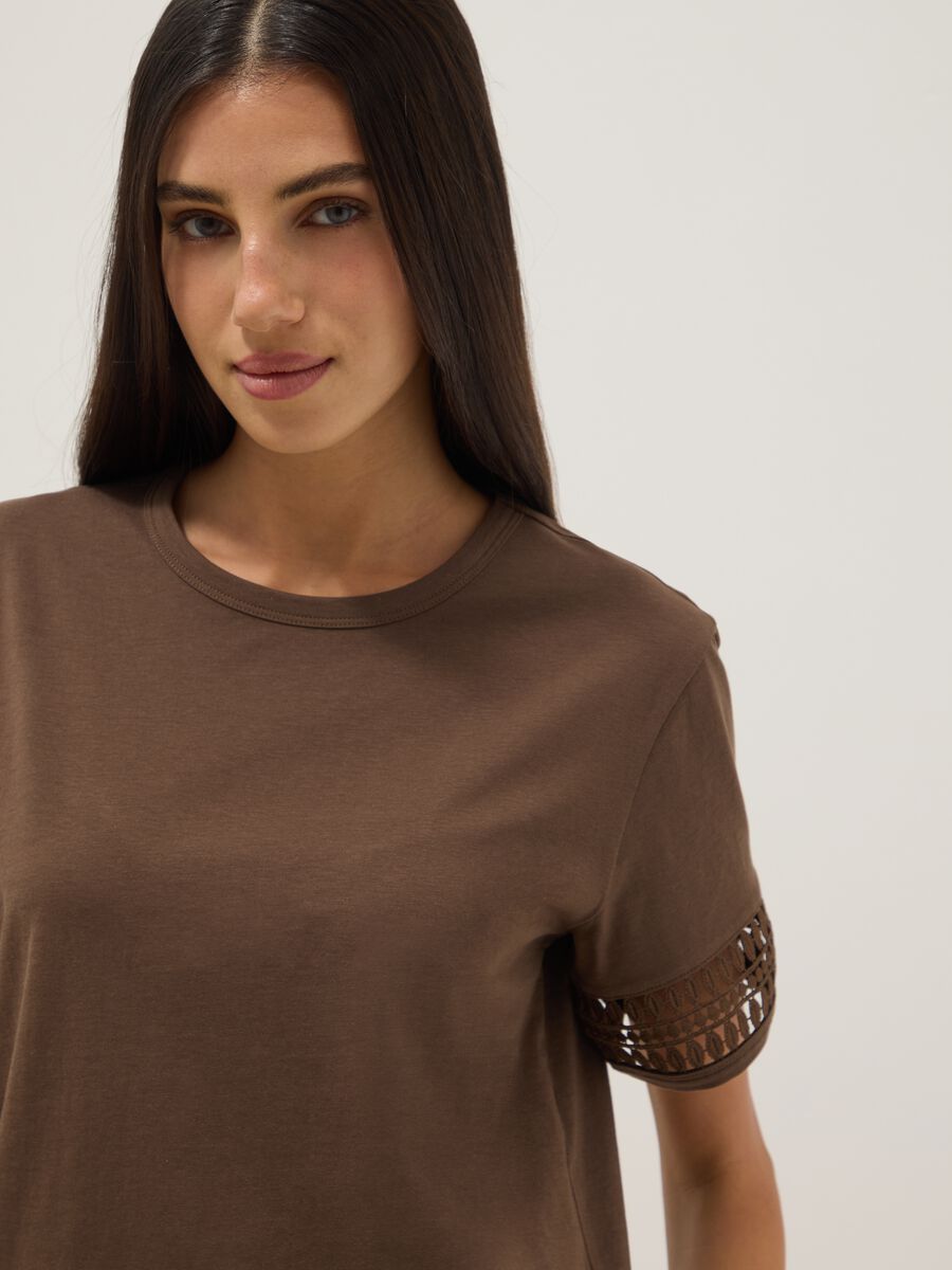 Brown pure cotton short-sleeve T-shirt_2