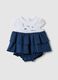 Multicolour pure cotton newborn romper with ruffles and fish_0