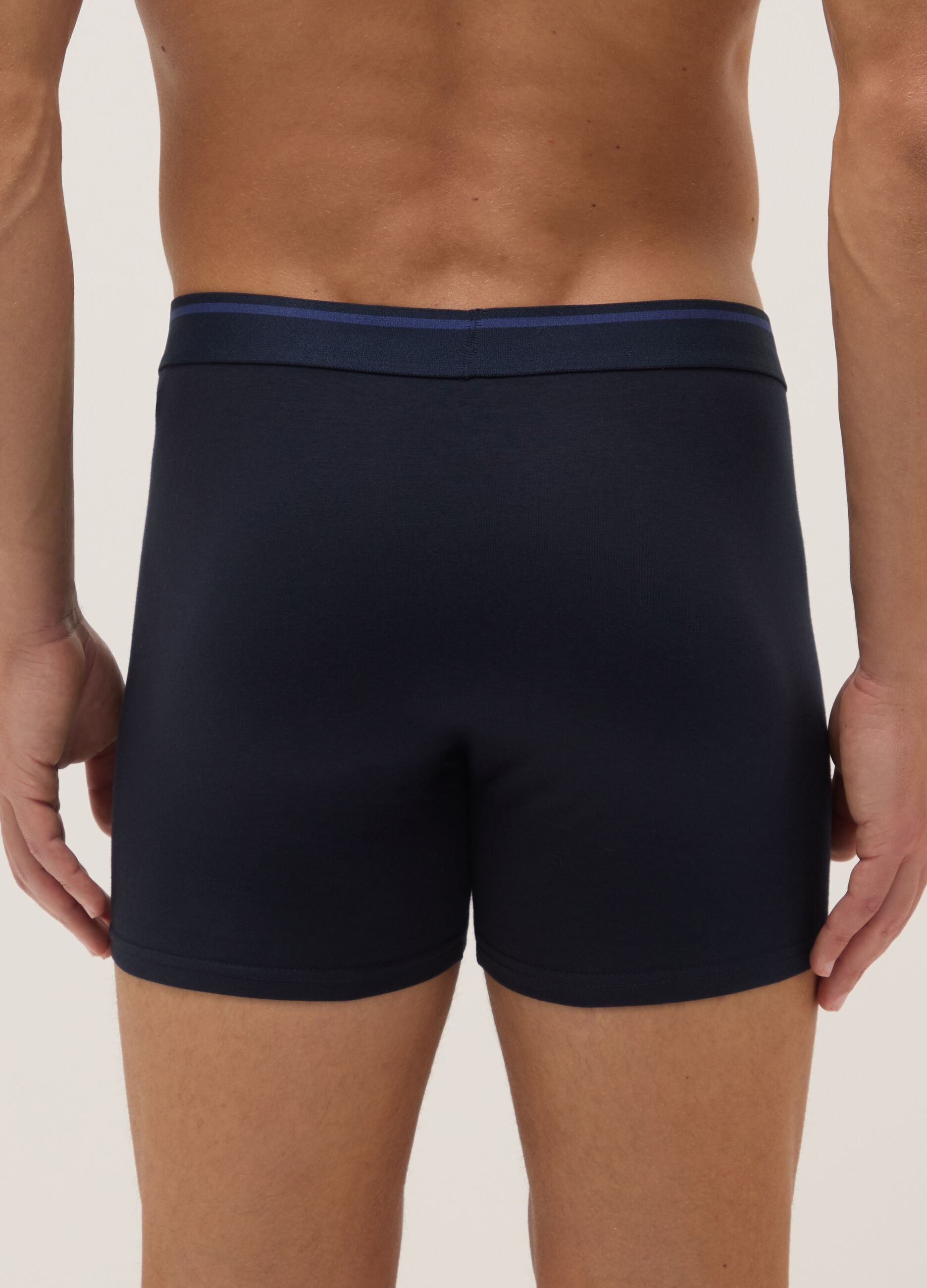 3-pack regular-fit blue stretch organic cotton midi boxer shorts