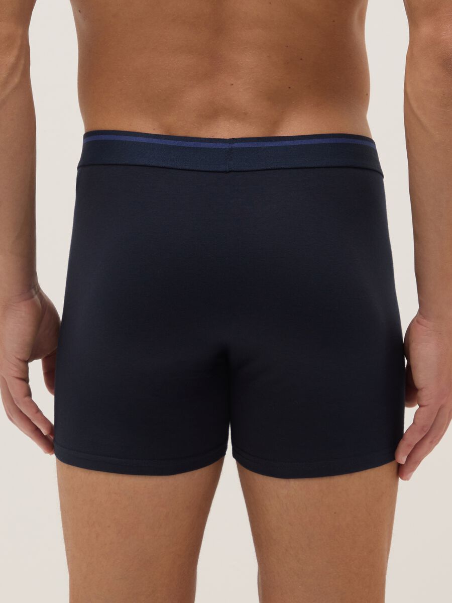 Tripack boxer midi in cotone organico elasticizzato blu regular fit_2