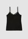 Black stretch viscose vest top with deep V-neck lace trim_1