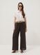 Brown pure linen wide-leg trousers with elasticated waist_0