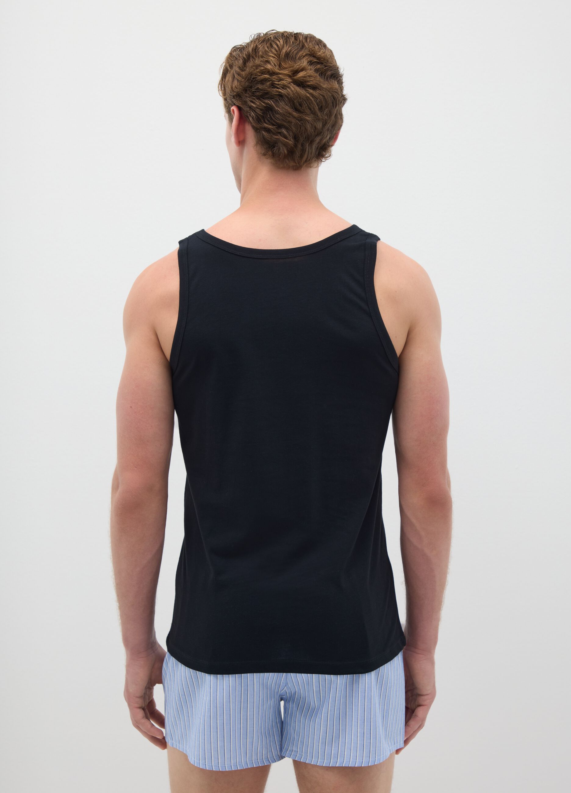 Black regular-fit vest top in pure organic cotton