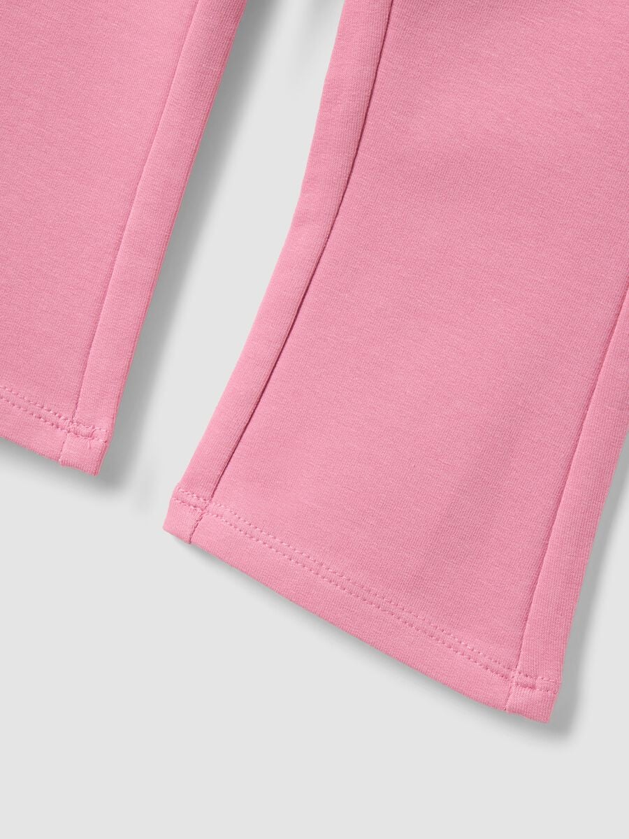 Pink organic stretch-cotton flared trousers for baby girl_2