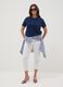 Blue open-knit cotton-blend T-shirt_1