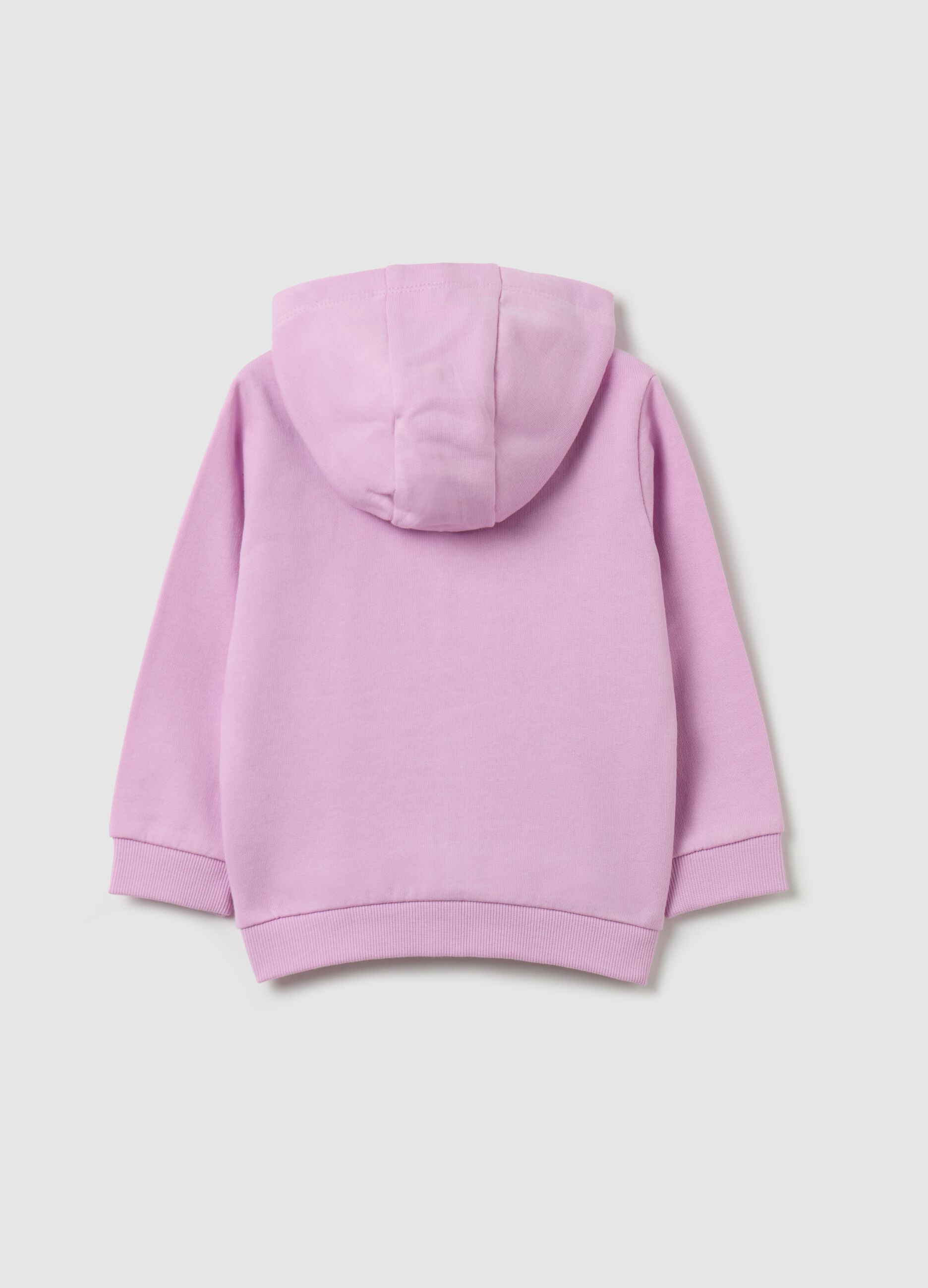 Full-zip sweatshirt in French terry with hood and diamant&eacute;s