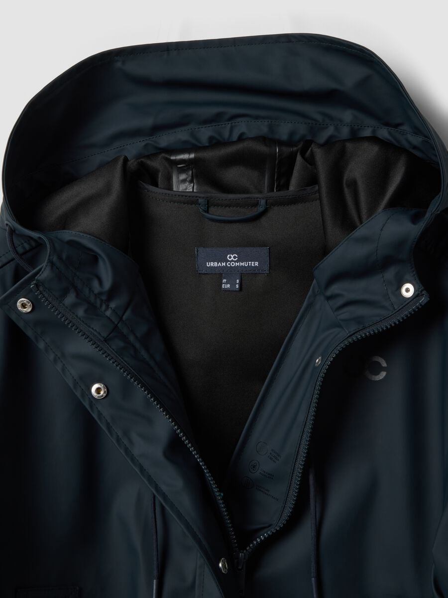 Blue waterproof jacket with regular fit hood_5