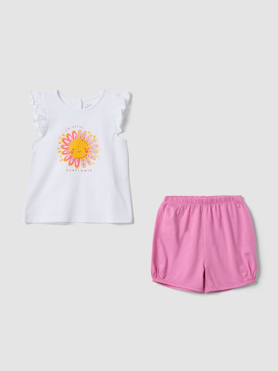 Multicolour pure cotton short pyjamas for baby girls with print_0