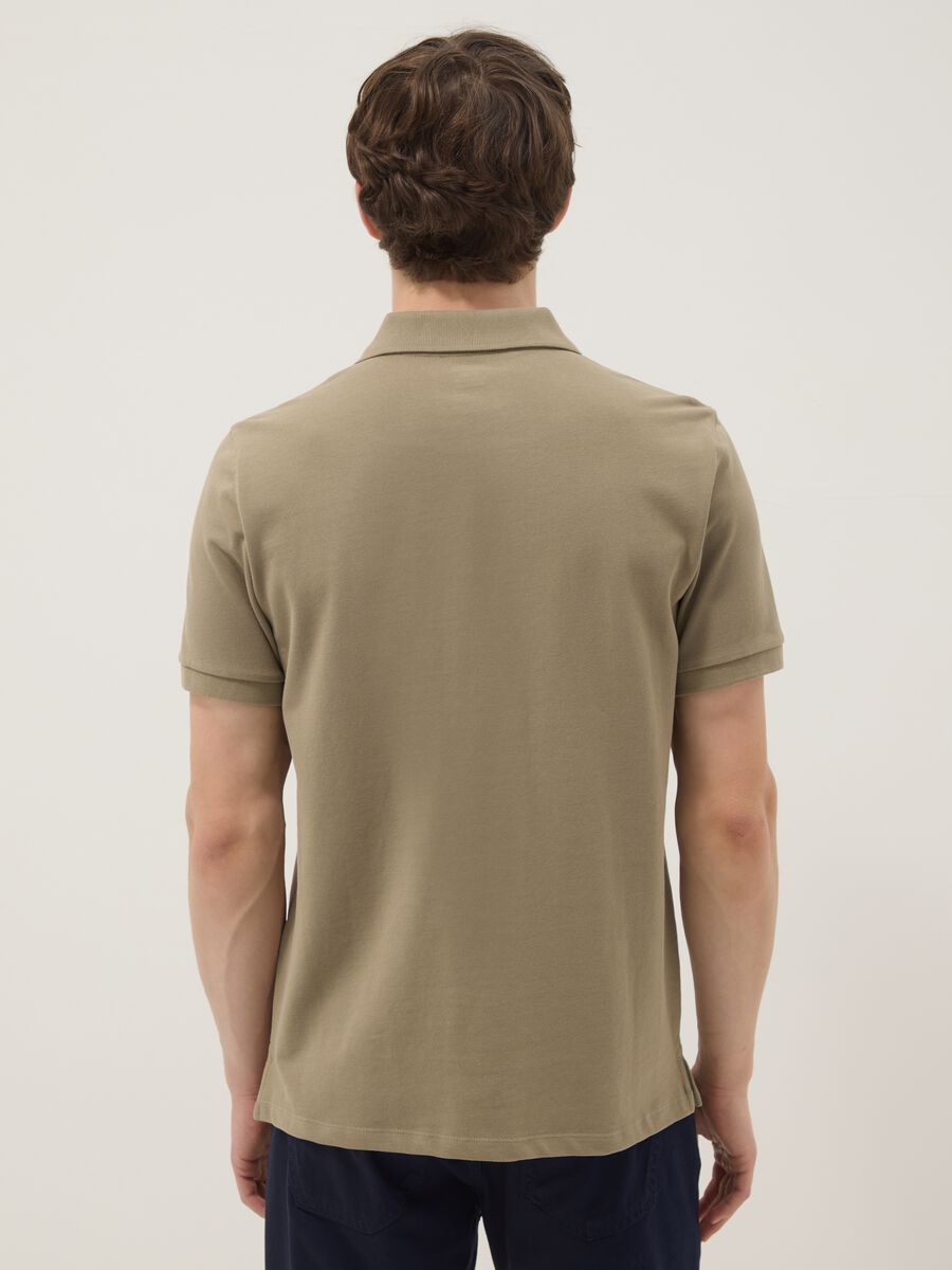 Beige short-sleeve organic cotton polo shirt, regular fit_3