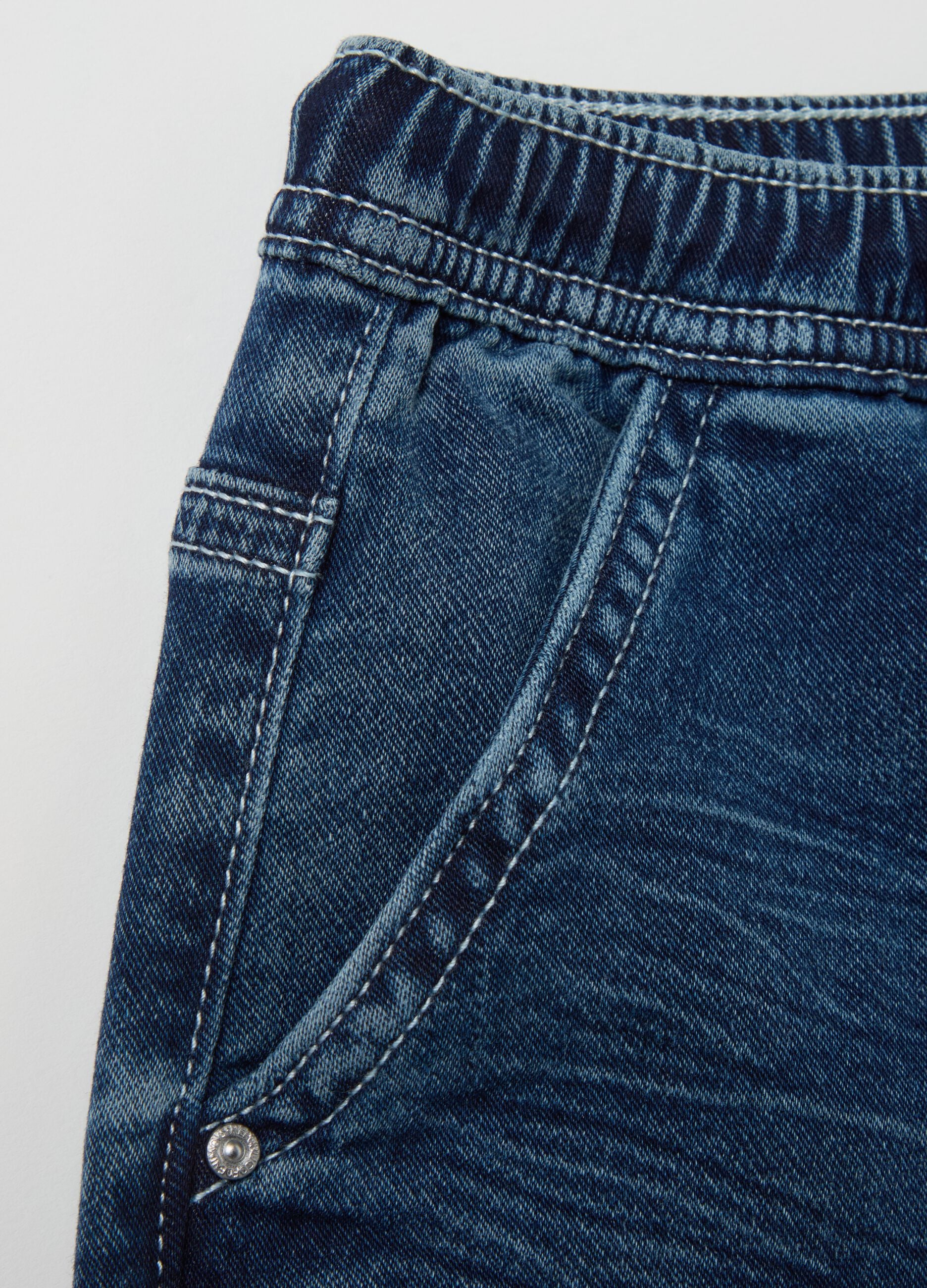 Denim joggers with drawstring