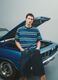 Blue striped pure cotton T-shirt_0