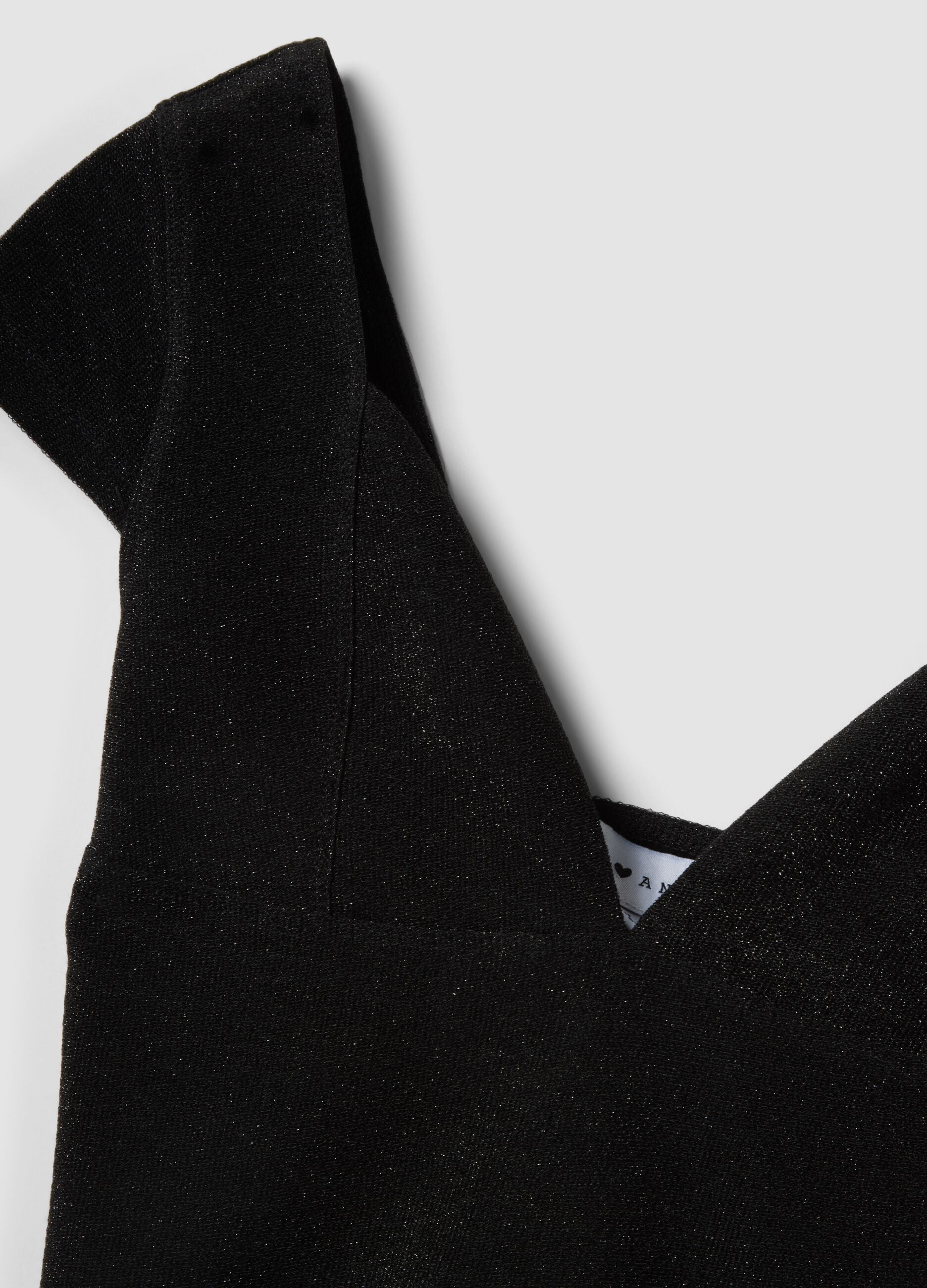 Black stretch viscose-blend V-neck regular-fit T-shirt
