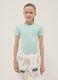 Blue fitted cotton stretch T-shirt for girls with embroidery_0