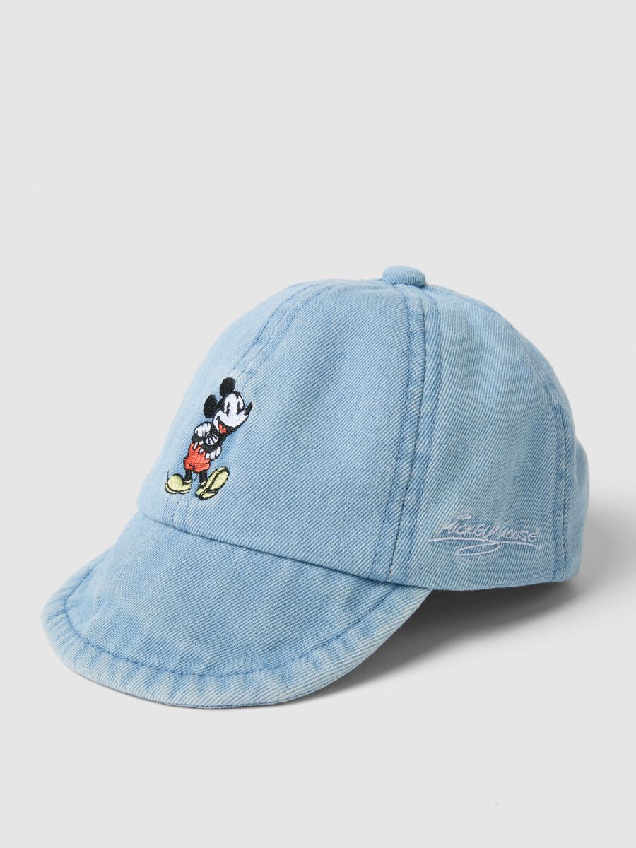 Sky blue pure cotton baseball cap for kids with Mickey Mouse_1