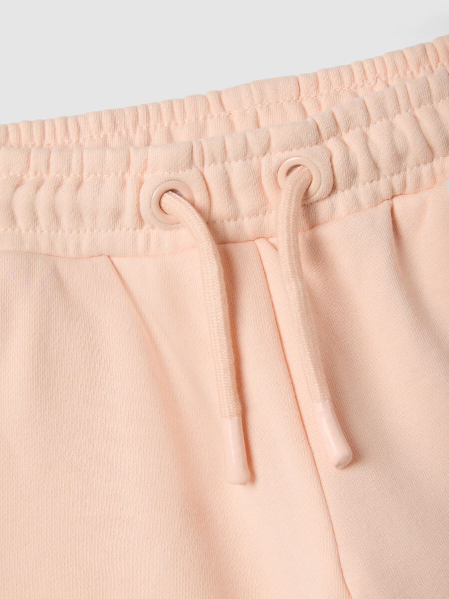Girl's pink cotton blend shorts regular fit with heart_2