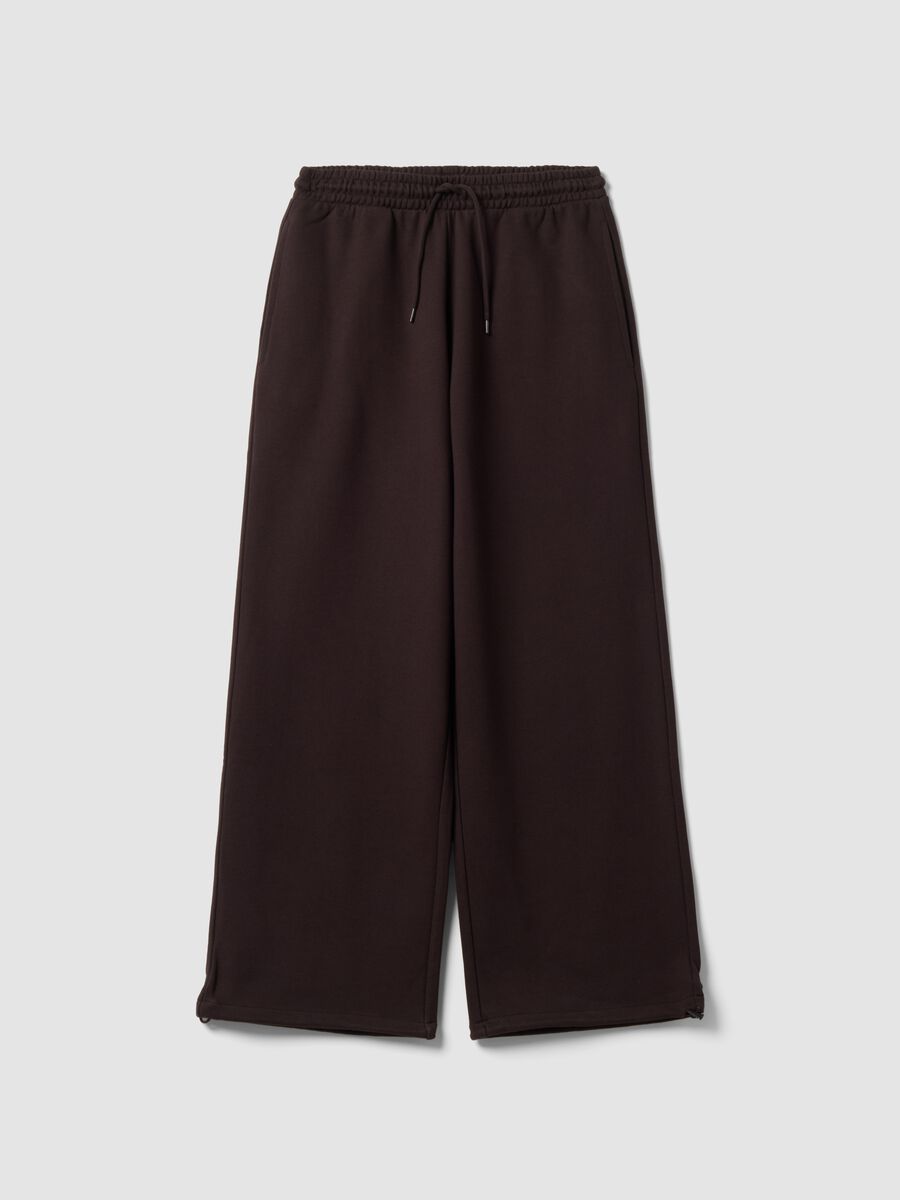 Jogger marroni in puro cotone con vita elastica over fit_0