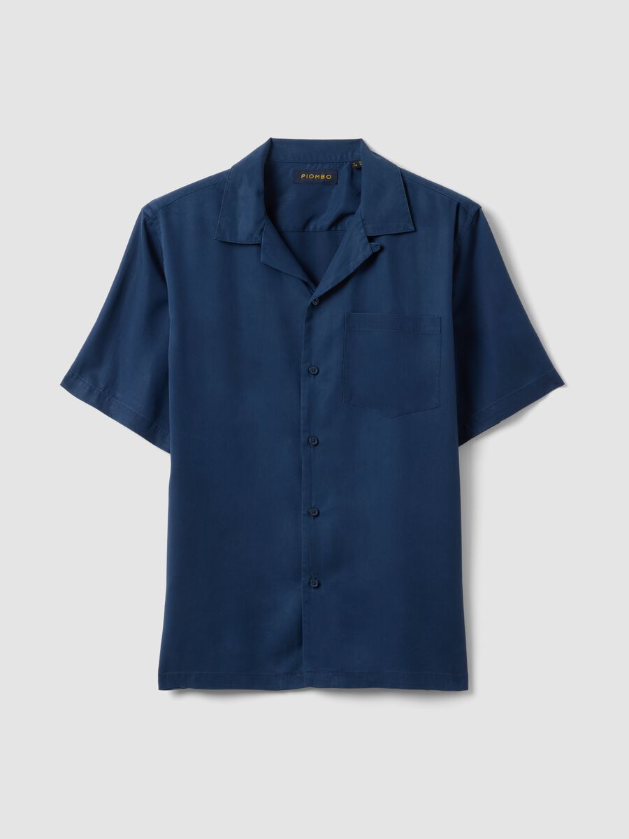 Blue short-sleeve pure lyocell shirt, regular fit_4
