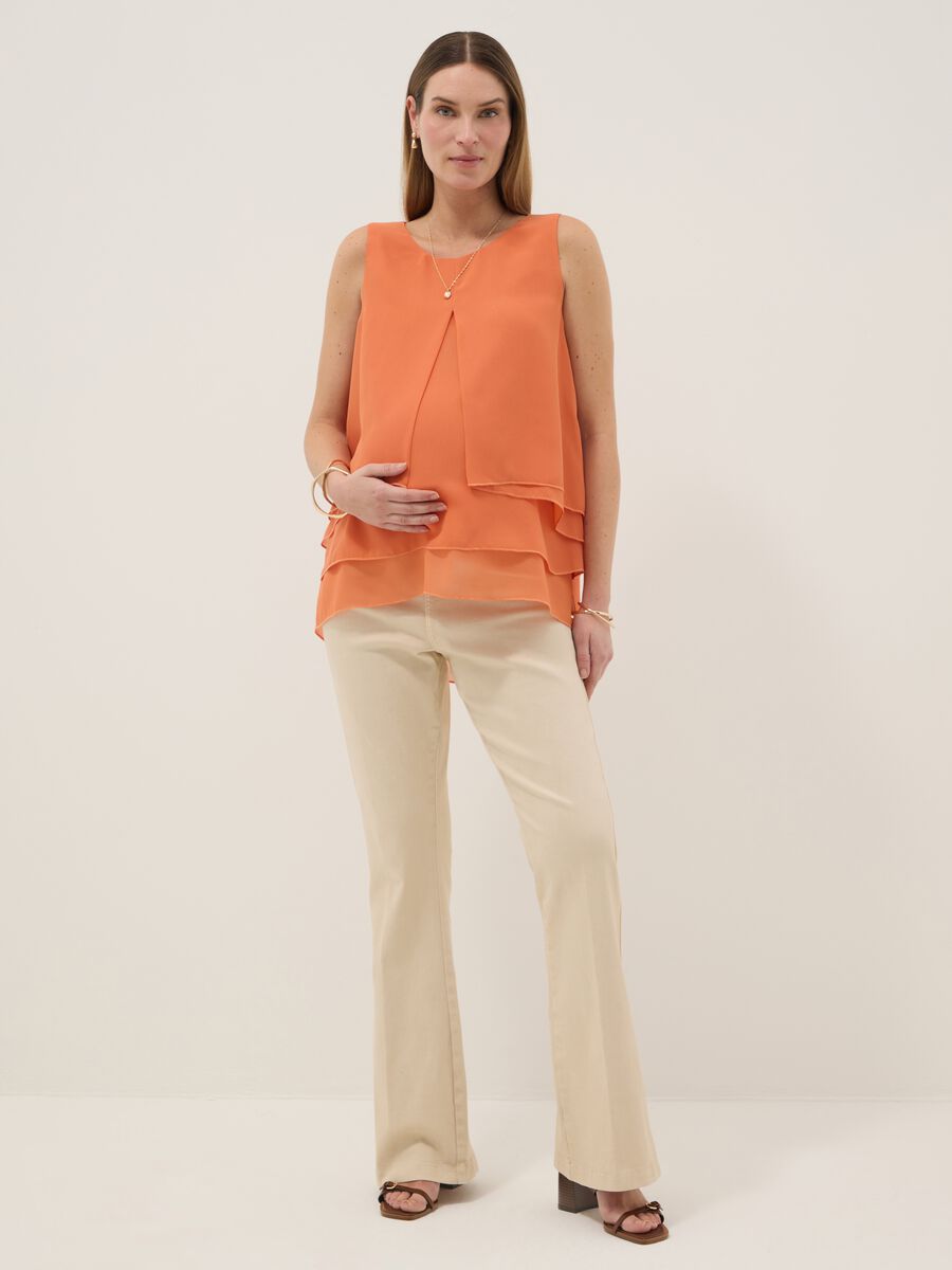 Orange Sleeveless Maternity Blouse_1