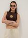 Brown stretch cotton regular-fit tank top with print_0