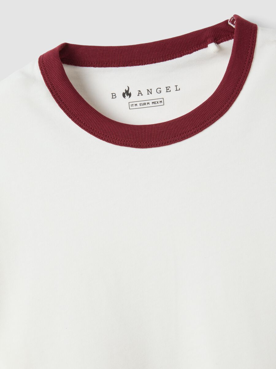 T-shirt bianca in puro cotone con girocollo fitted_1