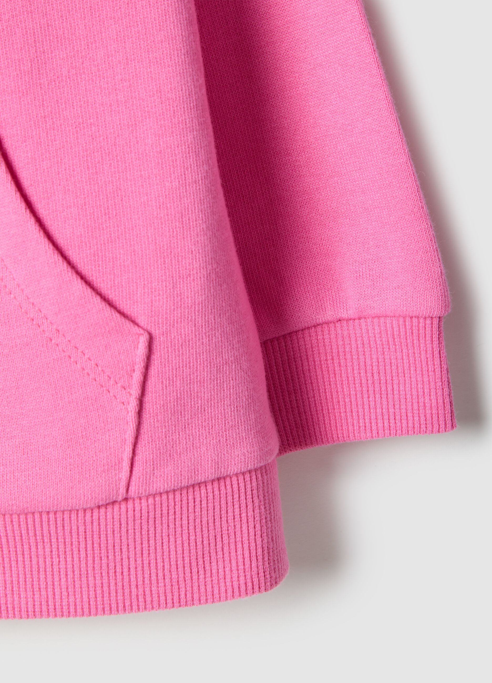 Girls' pink cotton hoodie regular fit
