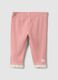 Baby girls&rsquo; pink ribbed pure cotton leggings with crochet details_0