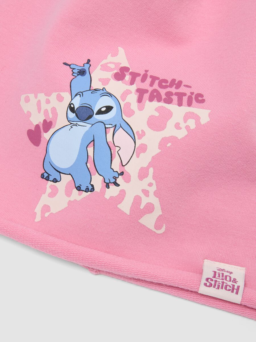 Girls&rsquo; Pink Stretch Cotton Jersey Hat with Lilo & Stitch Print_2