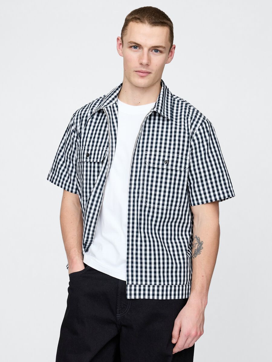 Multicoloured pure cotton check shirt_0