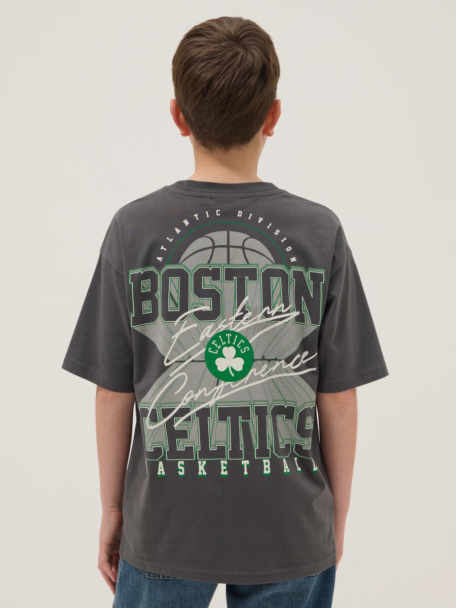 Grey pure cotton oversized fit Boston Celtics kids' t-shirt_1